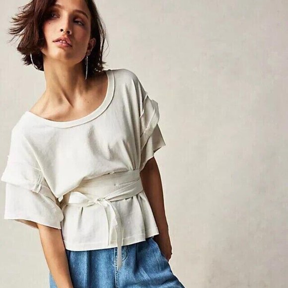 Free People Tops - Free People What A Waist Tunic Tee Top Solid Cotton Oversized Ivory S New